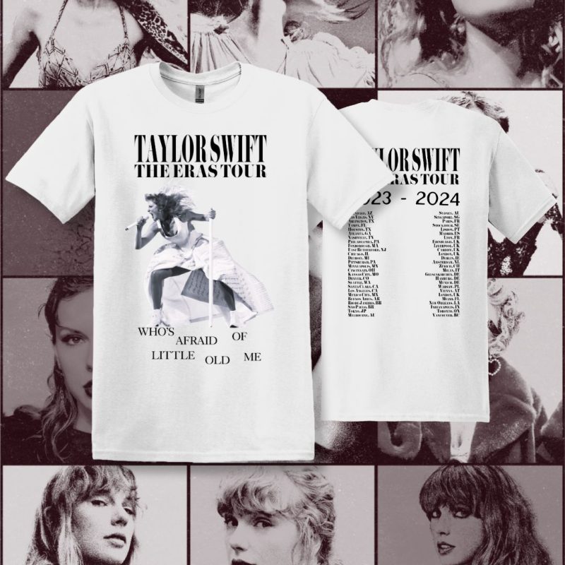 The Eras Tour Who's Afraid Of Little Old Me TTPD tricou alb imprimat Color Overlay