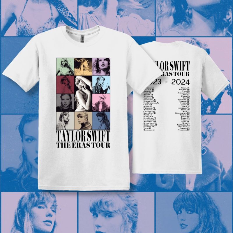 The Eras Tour tricou alb imprimat Color Overlay