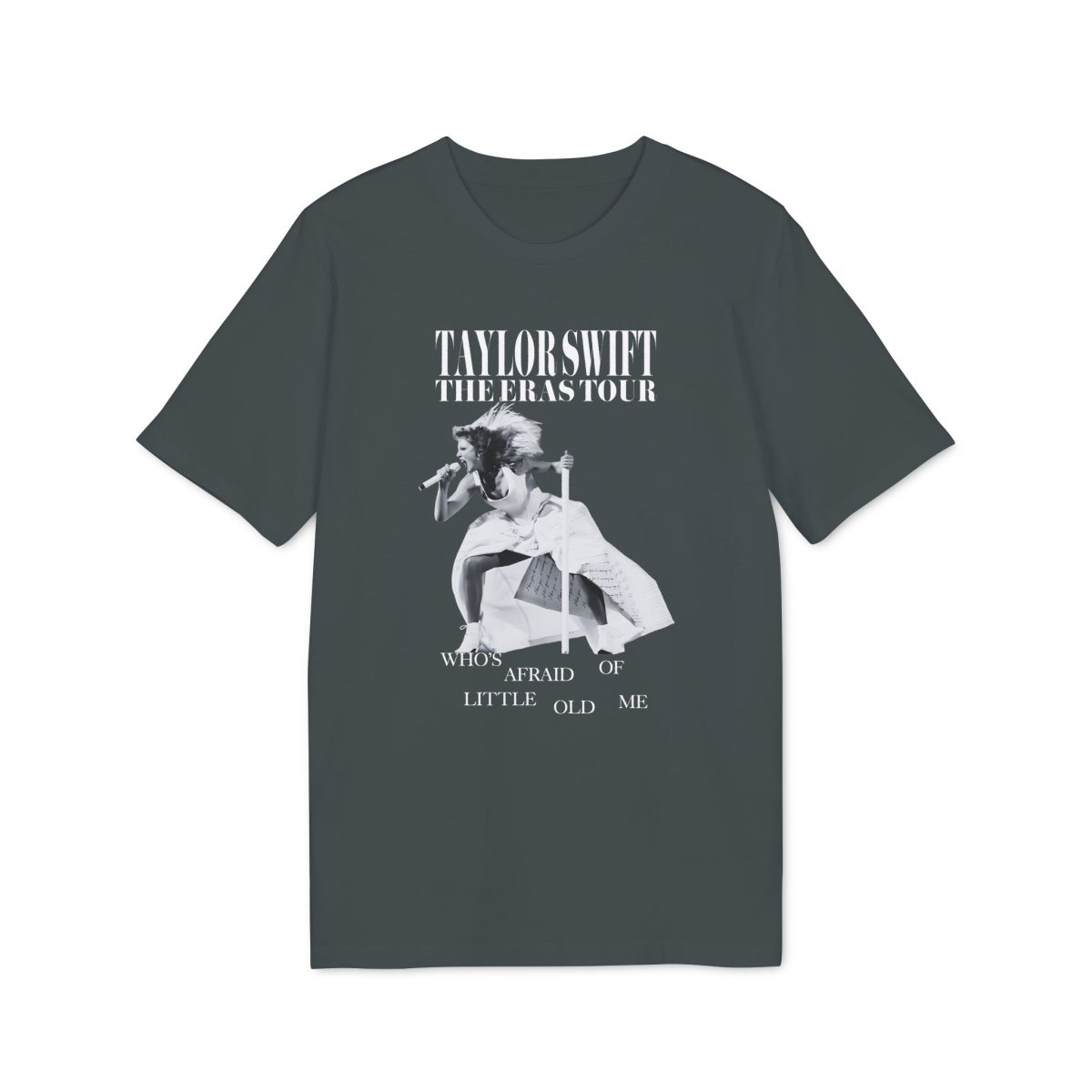 The Eras Tour Who's Afraid Of Little Old Me TTPD tricou gri inchis imprimat Color Overlay