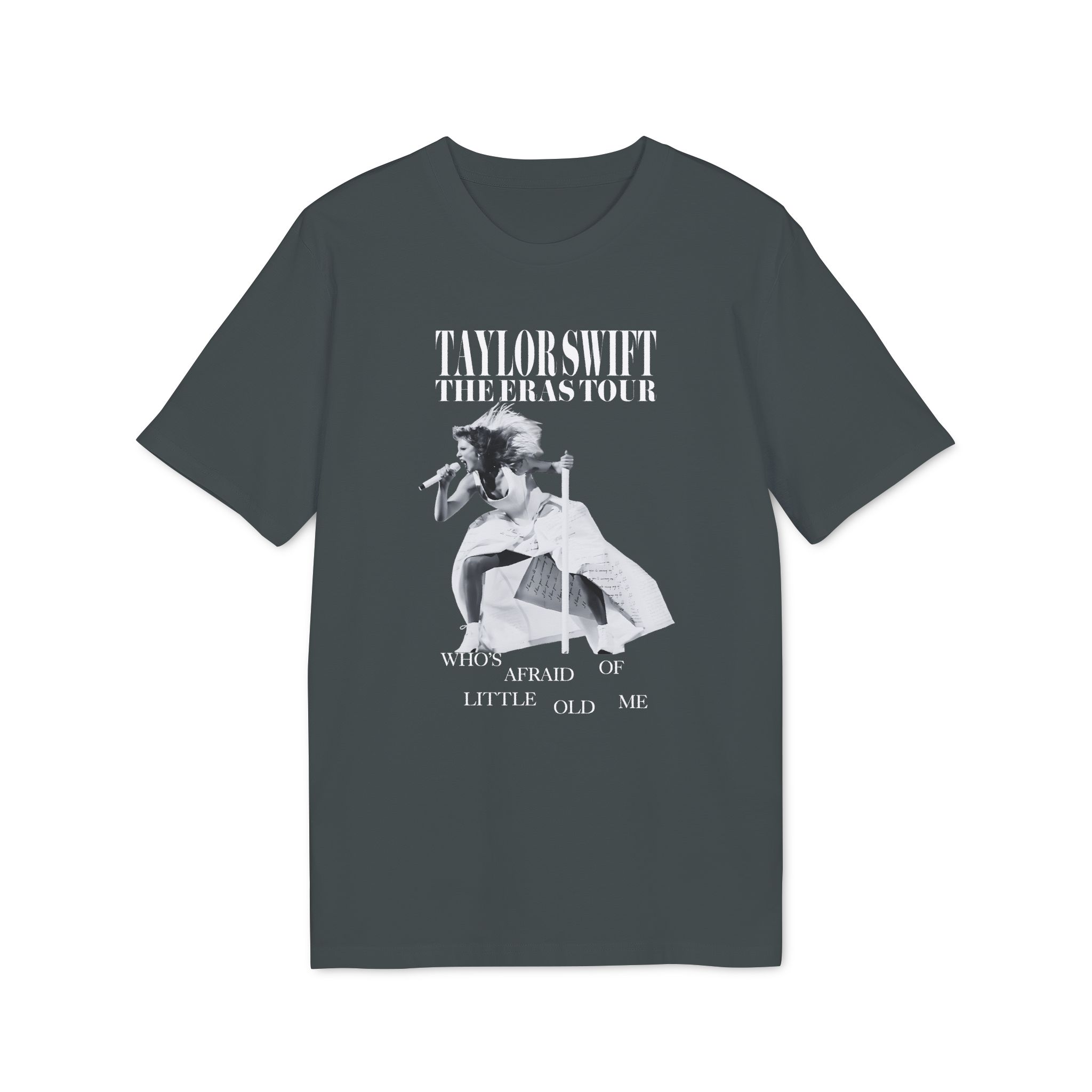 The Eras Tour Who's Afraid Of Little Old Me TTPD tricou gri inchis imprimat Color Overlay