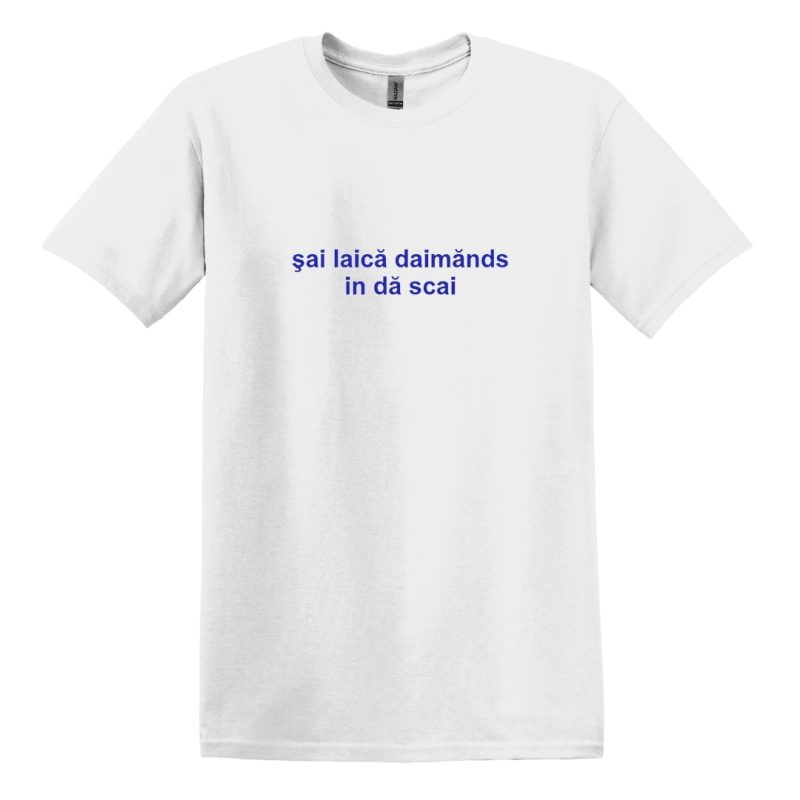 Tricou Alb cu broderie Daimands in da Scai