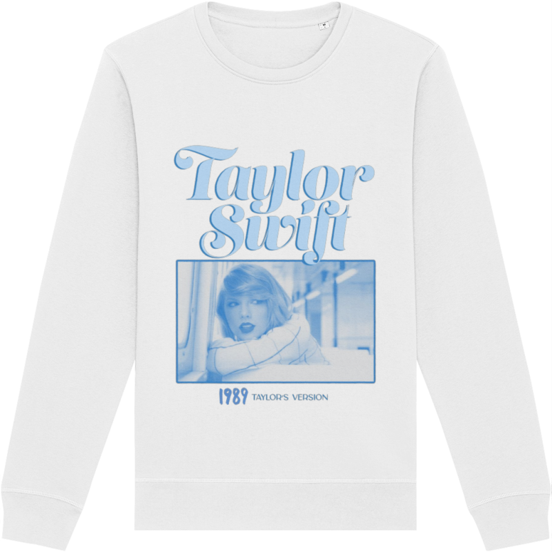 Bluza 1989 Taylor's Version, print albastru Color Overlay, in varianta alba