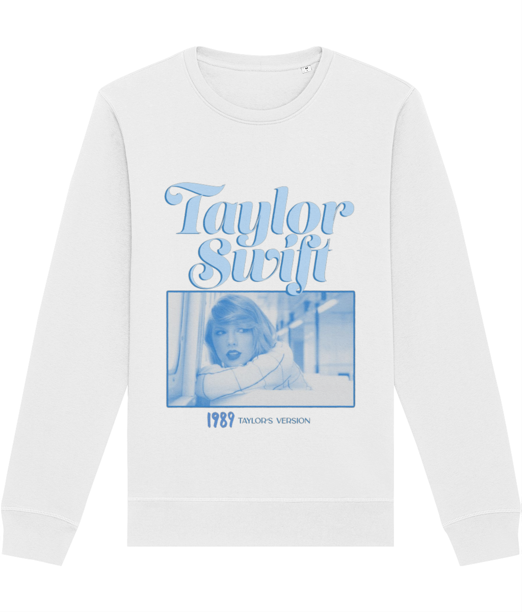 Bluza 1989 Taylor's Version, print albastru Color Overlay, in varianta alba