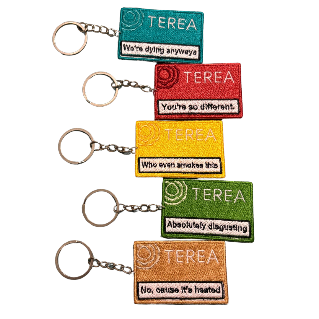 Brelocuri personalizate Terea in diverse modele cu mesaje brodate si spate de fetru