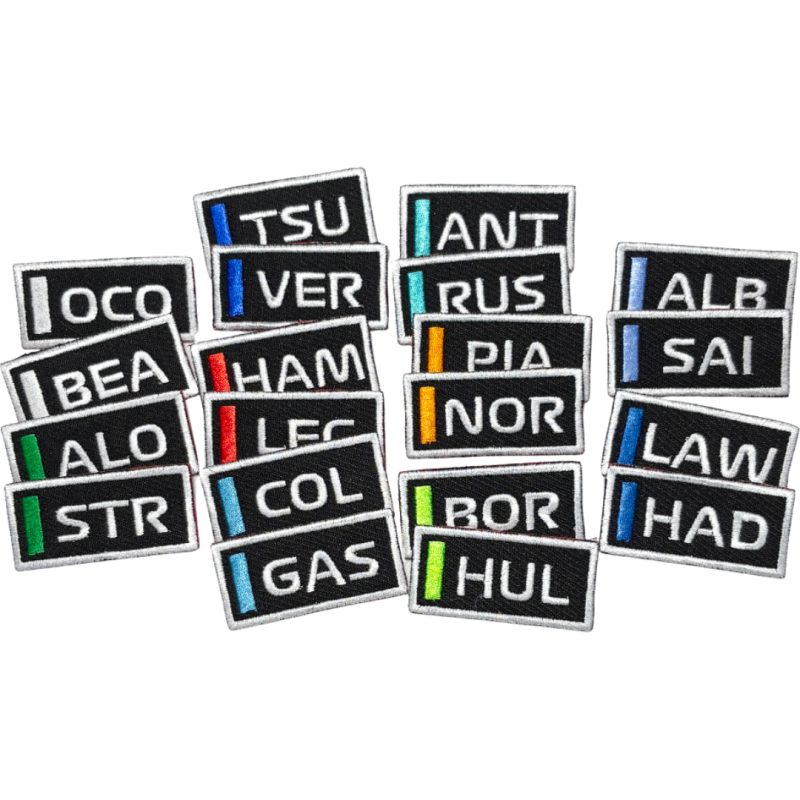 Pinuri brodate inspirate din Formula 1 Sezonul 2025 – colecție cu piloți și echipe