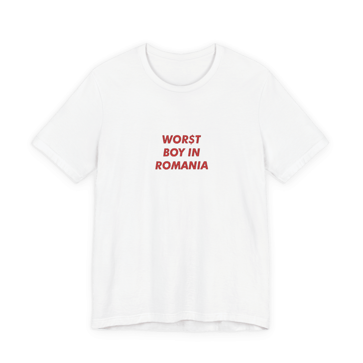 Tricou brodat 'WOR$T BOY IN ROMANIA', Slayyyter inspired, disponibil in mai multe mărimi