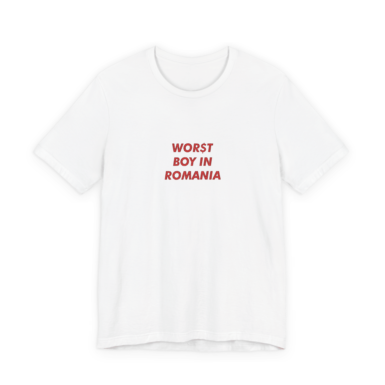 Tricou brodat ‘WOR$T BOY IN ROMANIA’, Slayyyter inspired, disponibil in mai multe mărimi